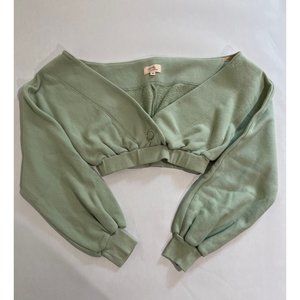 Camila Coelho Green Long Sleeve Crop Wrap Top